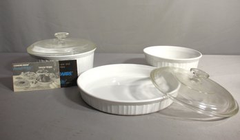 Corning Ware French White Casserole Baking Dish Set With Lids