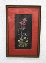 Framed Floral Embroidered-dated 67