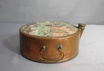 Vintage French Copper And Fabric Hot Water Bottle Foot Warmer