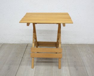 Slatted Wooden Folding Side Table