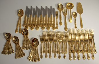 Partial Wm. Rogers & Son Gold-Plated Stainless Steel Flatware Set