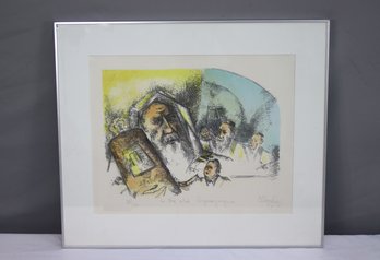 Framed Signed And Numbered Chiam Gross Limited Edition Lithograph, 'in The Old Synagogue' #39/100