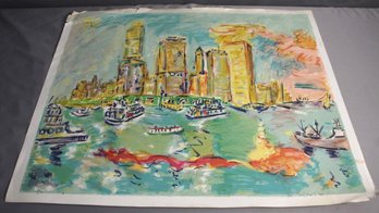 Manhattan From Governor's Island Wayne Ensrud 1980 Limited Edition Lithograph #145/300
