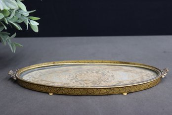 Antique Apollo Studios Gilded Bronze Vanity Tray With Normandy Lace Insert 2697