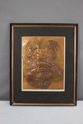 Vintage Judaica Objects Repousse Raised Relief Copper Plaque 'judaism In Art' - The Si Cohen Exhibit