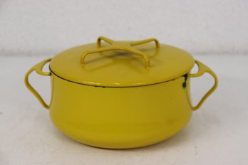 Small Vintage Kobenstyle Dansk/JensQuistgaard Yellow Enamel Dutch Oven