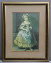 Framed COUNTESS STANHOPE HOLDING A DOG-print