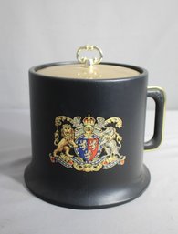 Vintage Leather-Wrapped Ice Bucket With Heraldic Crest