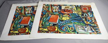 Two Limited Edition Lithographs Objets D'Art By Irving Amen  #177 And #178/300, Signed