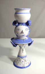 Vintage Blue & White Bjorn Wiinblad Earthenware Vase