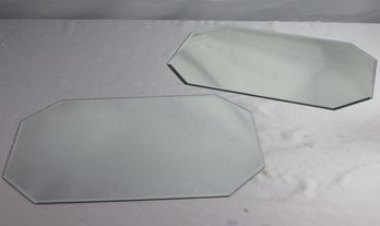 Two Wide Octagonal Beveled Mirror Trays
