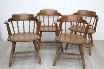 Group Lot Of 4 Vintage S. Bent & Bros Farmhouse Captain's Chairs