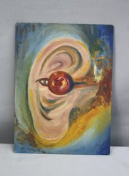 Vintage Original Surreal Abtract Oil On Canvas Board