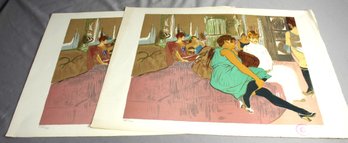 Two Limited Edition Lithographs - Salon After Toulouse-Lautrec By Laurent Salinas #438 & #439/1500