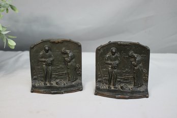 Pair Of The Farmers Blessing The Crop Cast Iron Bookends