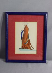 Vintage Color Print Ricardo II In Red Woven Mat And Blue Frame