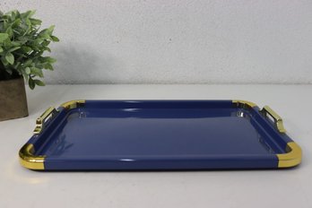 Beautiful Gold And Blue Lacquer Ware Tray By TOYO Japan