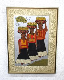 'Elma Pratt Signed Print Of Three Women From Tehuantepec With Maize-Filled Gourds'