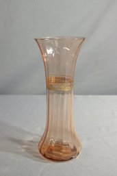 Antique 1800s Hand Blown Glass Gold Trim Vase