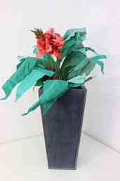 Artificial Canna Canova Lilies Arrangement In Metal Vase