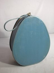 Vintage Suitcase Oval Carry On Bag Blue Mid-Century Egg Shape