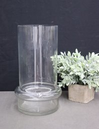 Large Clear Glass Cylinder Vase With Low Bump-out Ring
