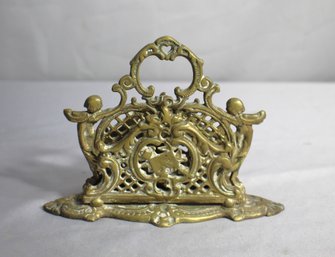 Vintage Brass Double Letter Holder With Cherubs And Angels Napkin Holder