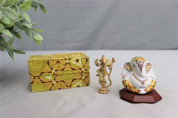 Souvenirs From Trip To Asia:  Baoding Balls, Dancing Ganesha & Seated Ganesha Figurine