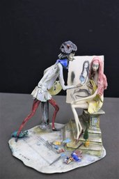 Detailed Artist Studio Scenic Figurine By T. Moretto, Lo Scricciolo Italy