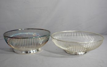 Two Silver Plated Wire Baskets