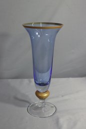 Block Crystal Gold Ball Stem And Rim Trumpet Vase