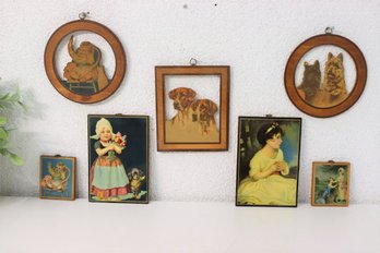 Group Lot Of  Decorative Kids And Pets Small Wall Decor Items