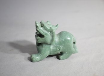 Vintage Green Carved Stone Mythical Creature Figurine