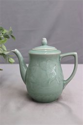 Chinese Celadon Porcelain LongQuan Koi Fish Tea Pot