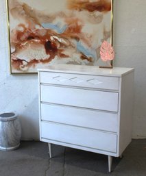 Vintage White Painted Bassett Furniture Four-Drawer Chest