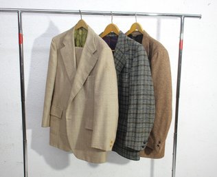 Rack E--Three Men's Suit Jackets (One With Matching Pants)