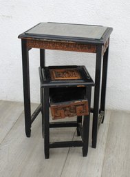 Set Of Carved Nesting Tables- Need Repair