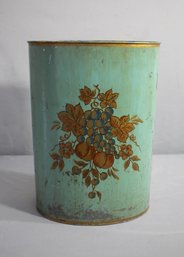 Vintage Mid-century Hand-Painted Tole Waste Bin