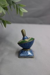 Pewter Green/Blue/Ivory Jeweled Dreidel