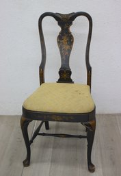 Vintage  Black And Gold Chinoiserie Side Chair