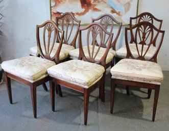 Set Of 6  Hepplewhite Style Shield Back Dining Chairs