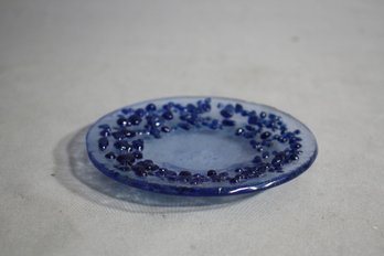 Artistic 4.5' Handcrafted Blue Glass Plate-4.5' Round