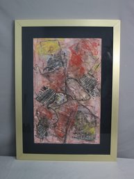 Original Water Color & Gouache Abstract, Signed By Artist A. Harmon, Framed