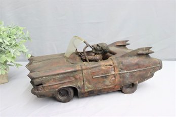 Hand Made Metal Car -Signed & Dated. Windshield Is Broken