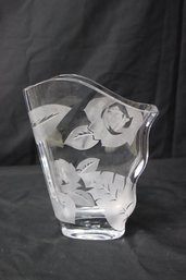 Etched Flower Glass Crystal Harp Top Vase