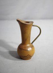 Vintage Wood And Brass Pitcher-small