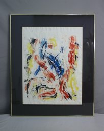 Original Color Play Abstract Pastel And Mixed Media Signed By Artist A. Harmon, Framed