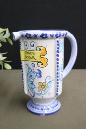 Italian Pottery Pitcher_ Hand Painted Made In Italy