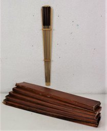 Set Of 6 Boxes: Wood And Metal Skewer With Wood Brackets, Each Box Has Four