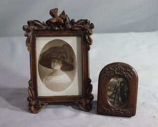 Two Raised Relief Wooden Frames  (large And Small) With Vintage Photos